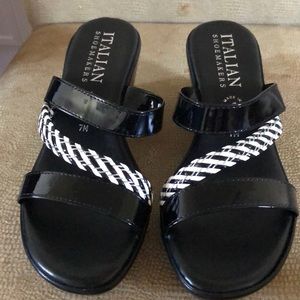 Italian Shoemaker black wedge platform sandals